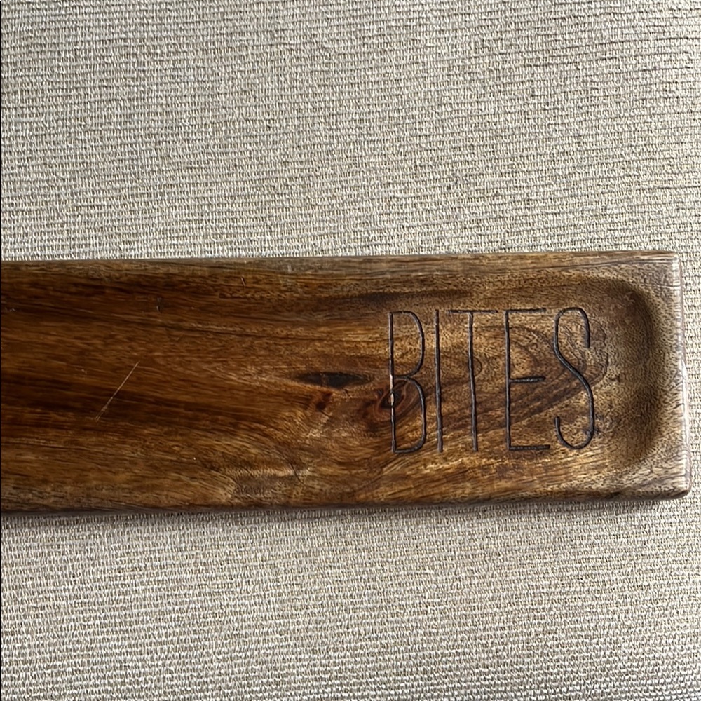 Wooden Serving Tray with 'Bites' Engraving